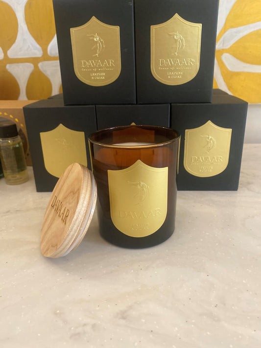 Davaar Candle -Leather & Cigar